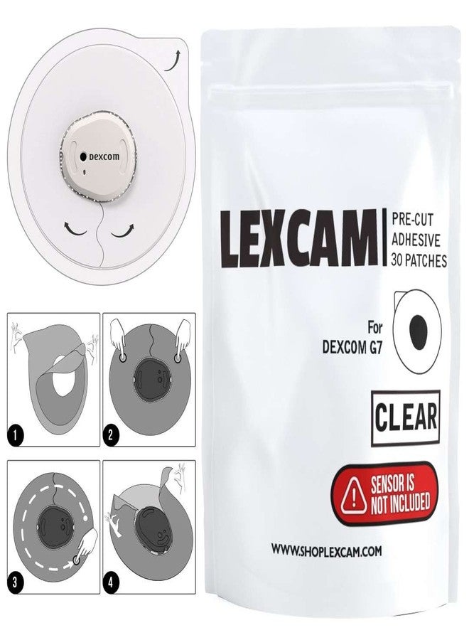 Lexcam Adhesive Patches Compatible with Dexcom G7 & Stelo – Pack of 30 – Waterproof, Clear Overpatches for Continuous Glucose Monitoring, Stays Secure for 10+ Days, Sensor is NOT Included. - Image 2